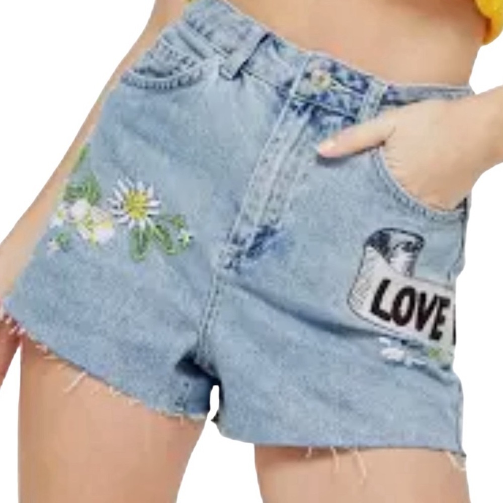Top Shop Love Me Not Denim Shorts